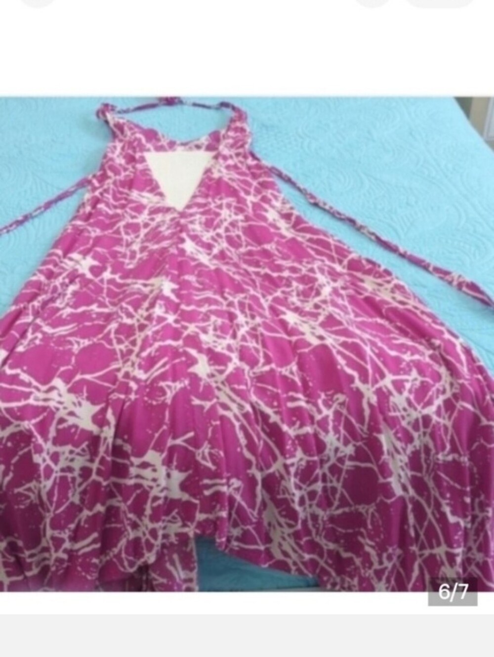 Pink Backless Halter Beach Maxi Dress Loungewear, Swimsuit Coverup One Size - Picture 6 of 8